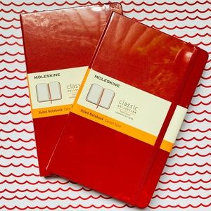 2 Red Hard Cover Moleskine Notebooks